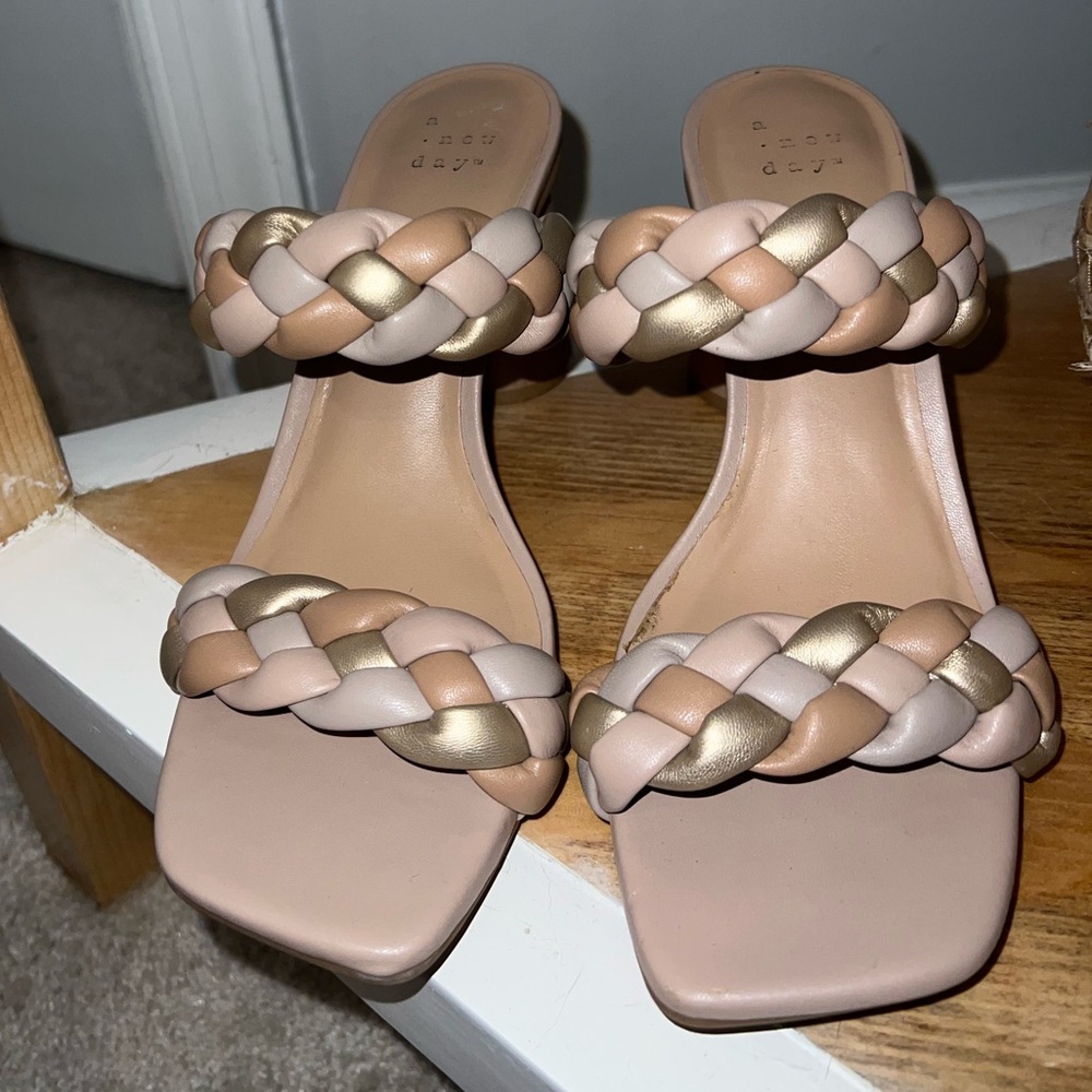 a new day Braided Sandals - Tan and Gold
